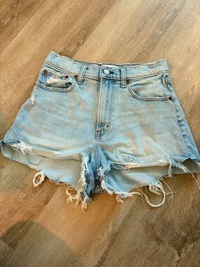Abercrombie & Fitch Light Blue Distressed Denim Shorts